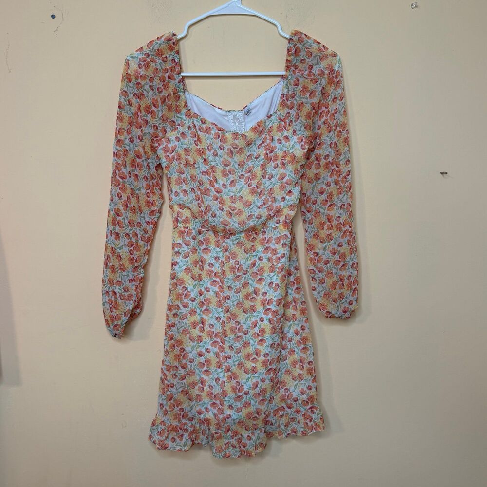 Sadie and Sage size XS long-sleeve floral peasant ruffle mini dress
